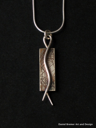 Lines pendant; sterling silver